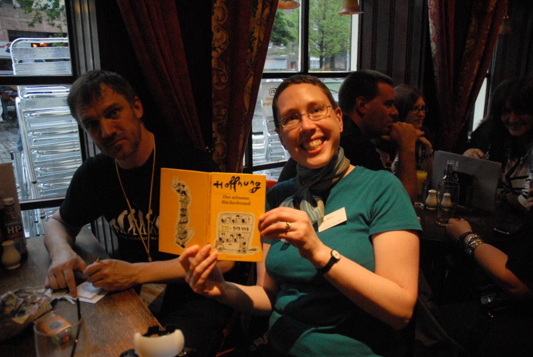Nell-Lu signing Wyando's little yellow book - going to have a statistics page at  soon ;-)