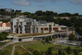 Scottish Parliament from half height of Arthur's seat