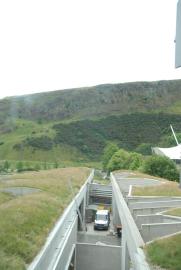 Arthur's seat from parliament building/grass roof