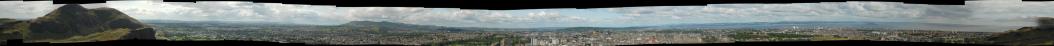 Panorama of Edinburgh from Arthur's seat/70 mm, 38 exposures, fixed f/t (still some pics looked different)/stitched using Hugin/Nona/Enblend