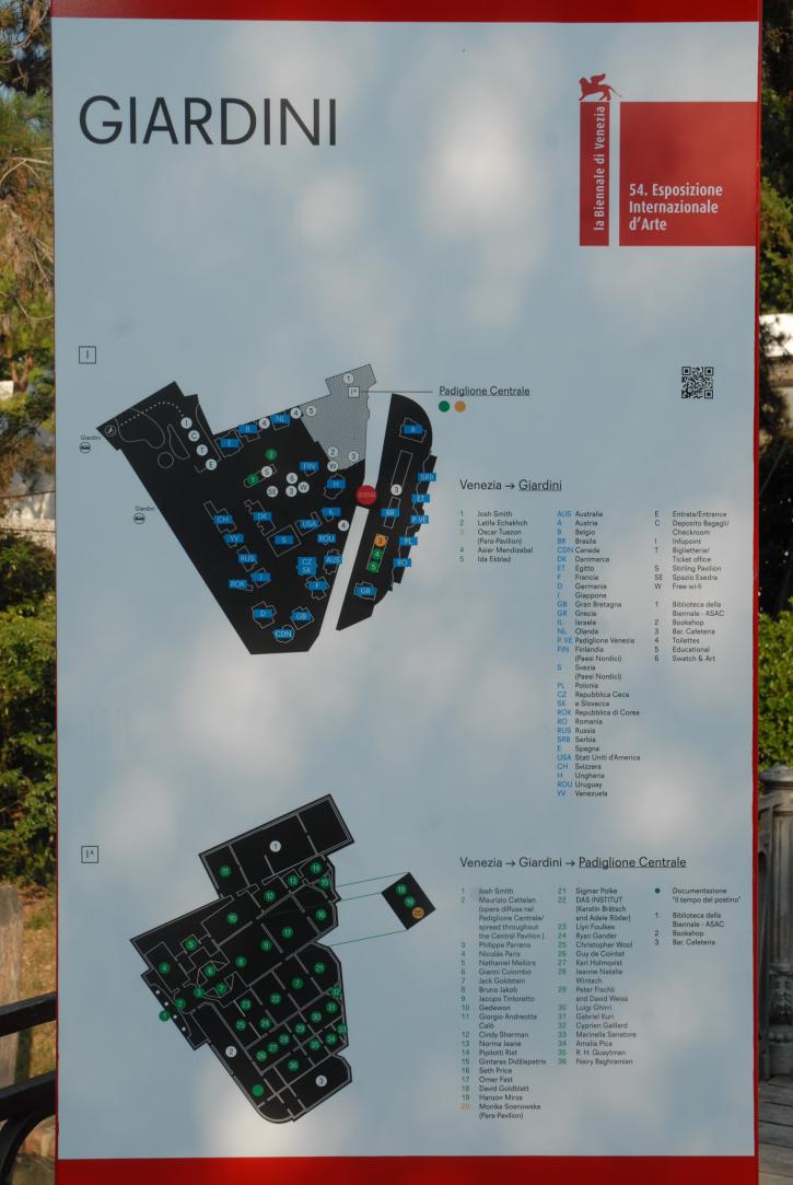 54. International Biennale exposition, map of the Giardini della Biennale