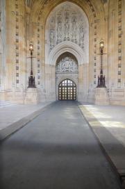 View through gates of/Houses of Parliament