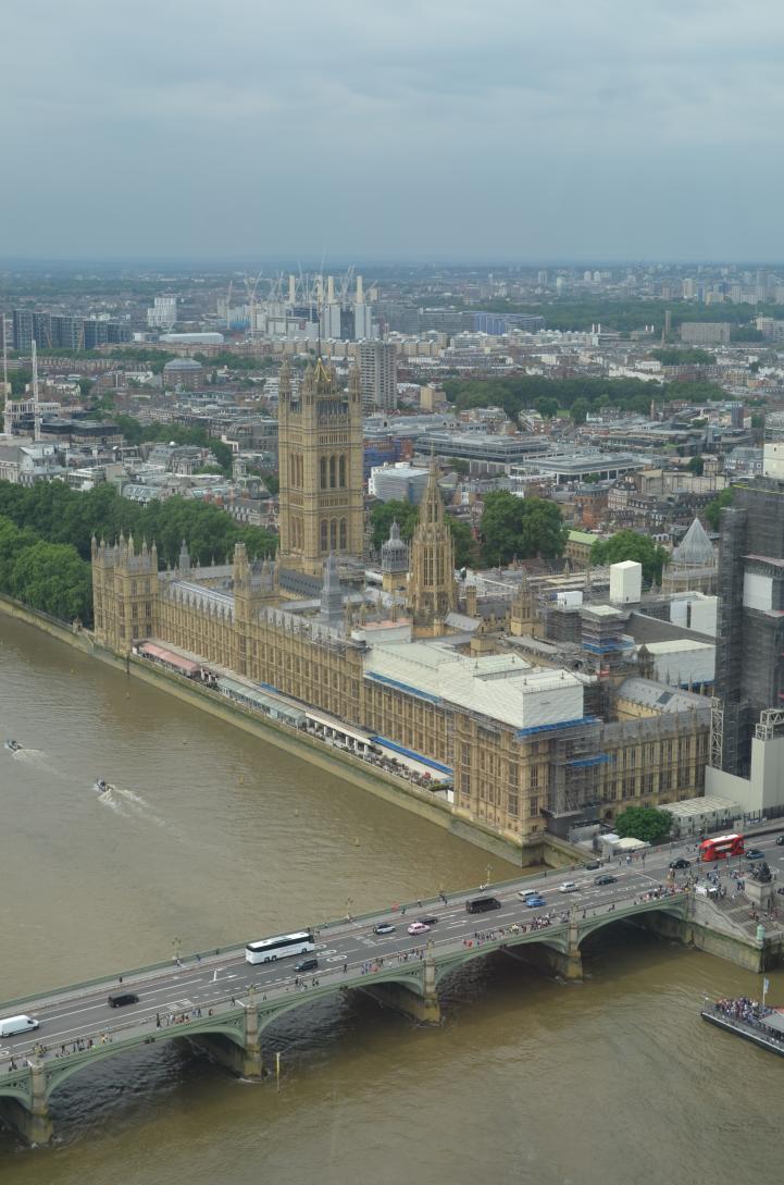 Houses of Parliament and Big Ben/Westminster Bridge from London Eye