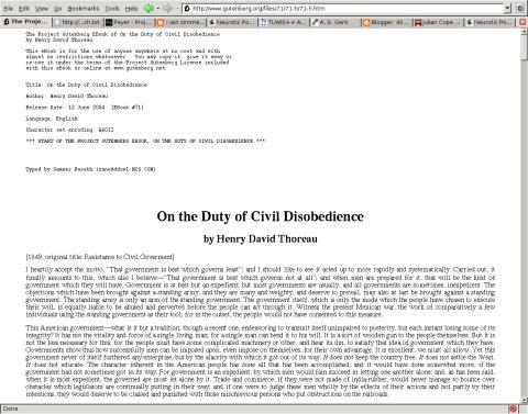 The Project Gutenberg EBook of On the Duty of Civil Disobedience/by Henry David Thoreau/
